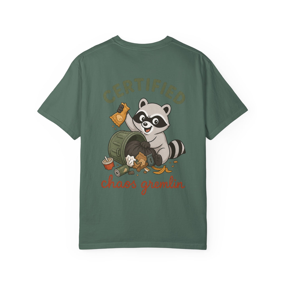T-Shirt — "Certified Chaos Gremlin" Cute Raccoon Graphic Tee
