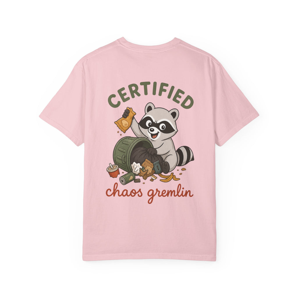 T-Shirt — "Certified Chaos Gremlin" Cute Raccoon Graphic Tee