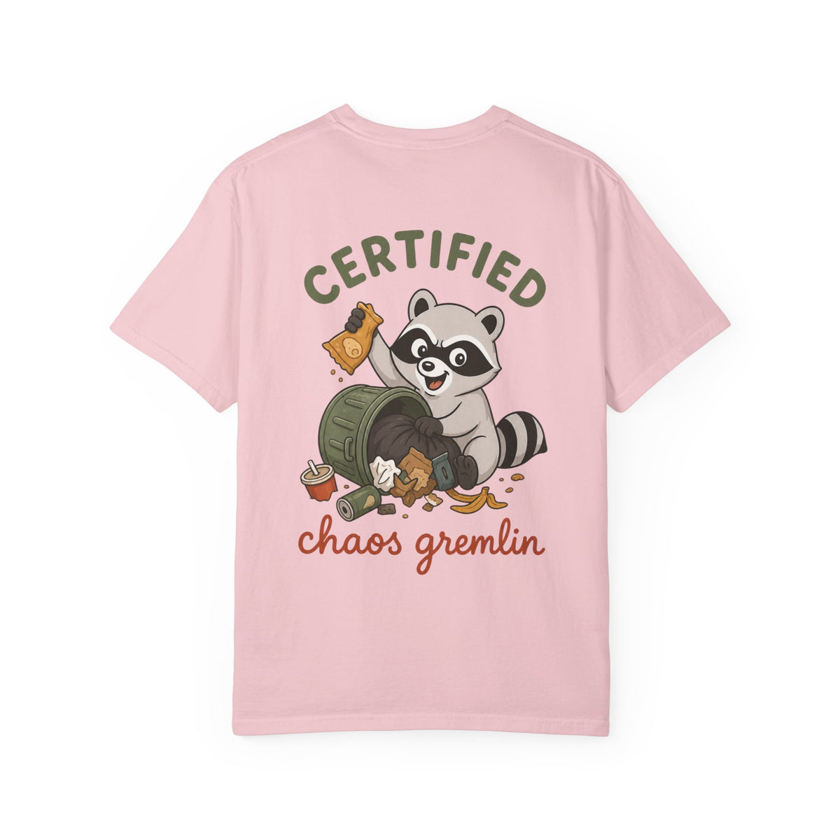 T-Shirt — "Certified Chaos Gremlin" Cute Raccoon Graphic Tee