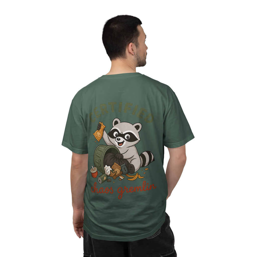 T-Shirt — "Certified Chaos Gremlin" Cute Raccoon Graphic Tee