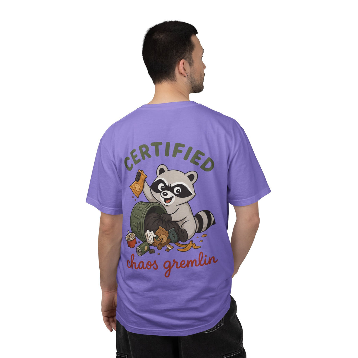 T-Shirt — "Certified Chaos Gremlin" Cute Raccoon Graphic Tee