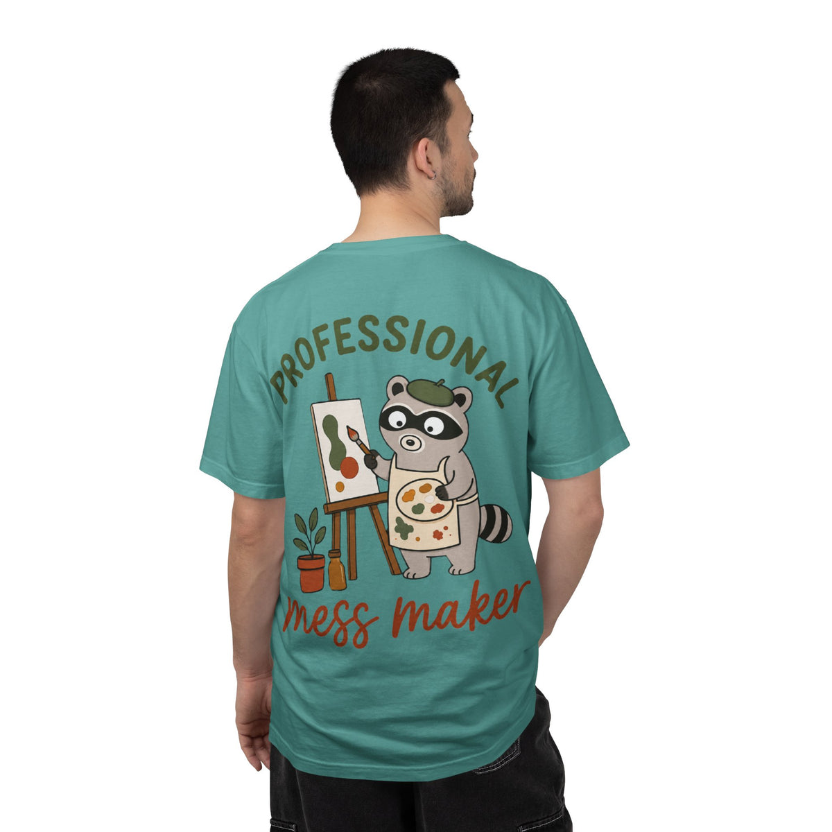 Professional Mess Maker T-Shirt — Cute Raccoon Artist Graphic Tee