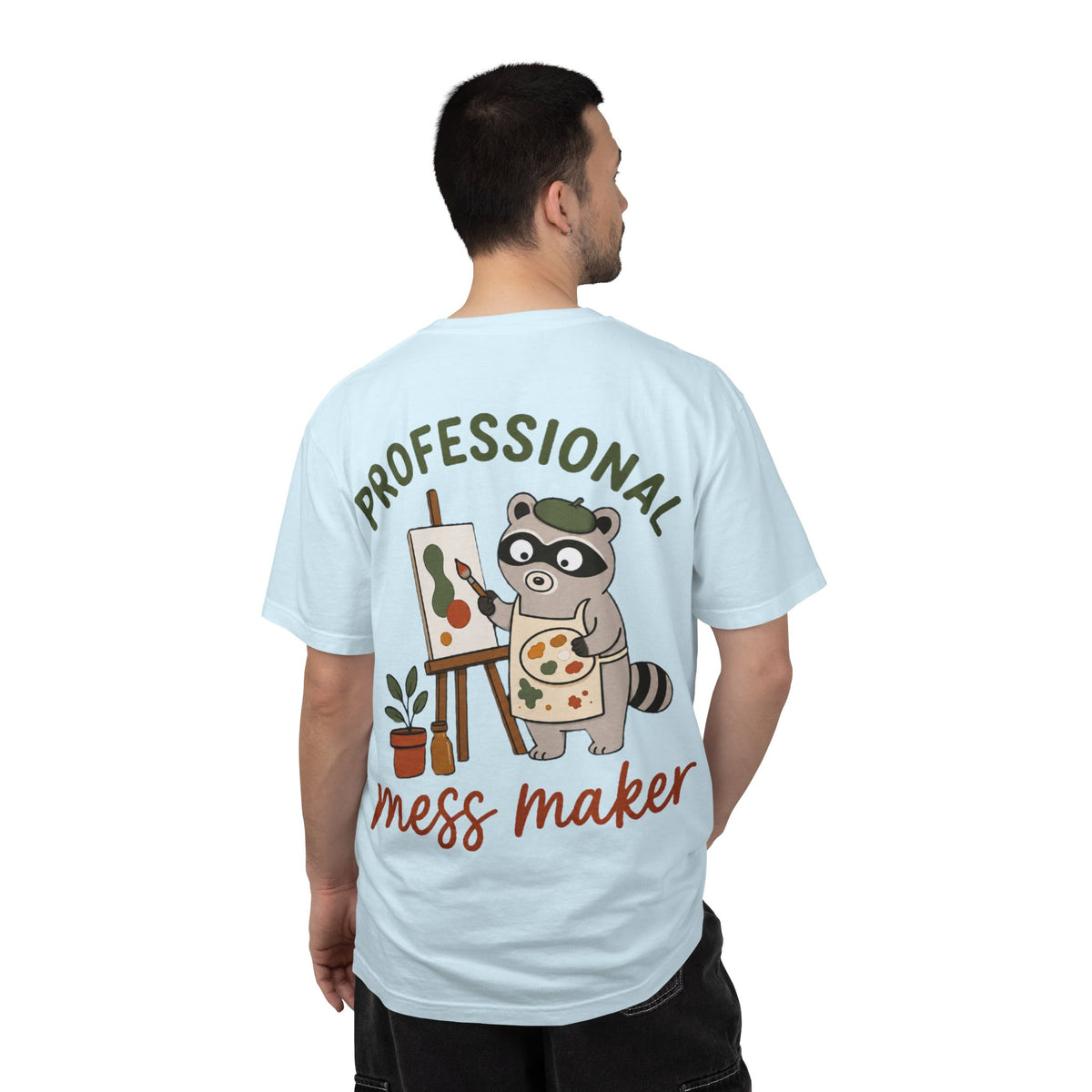 Professional Mess Maker T-Shirt — Cute Raccoon Artist Graphic Tee