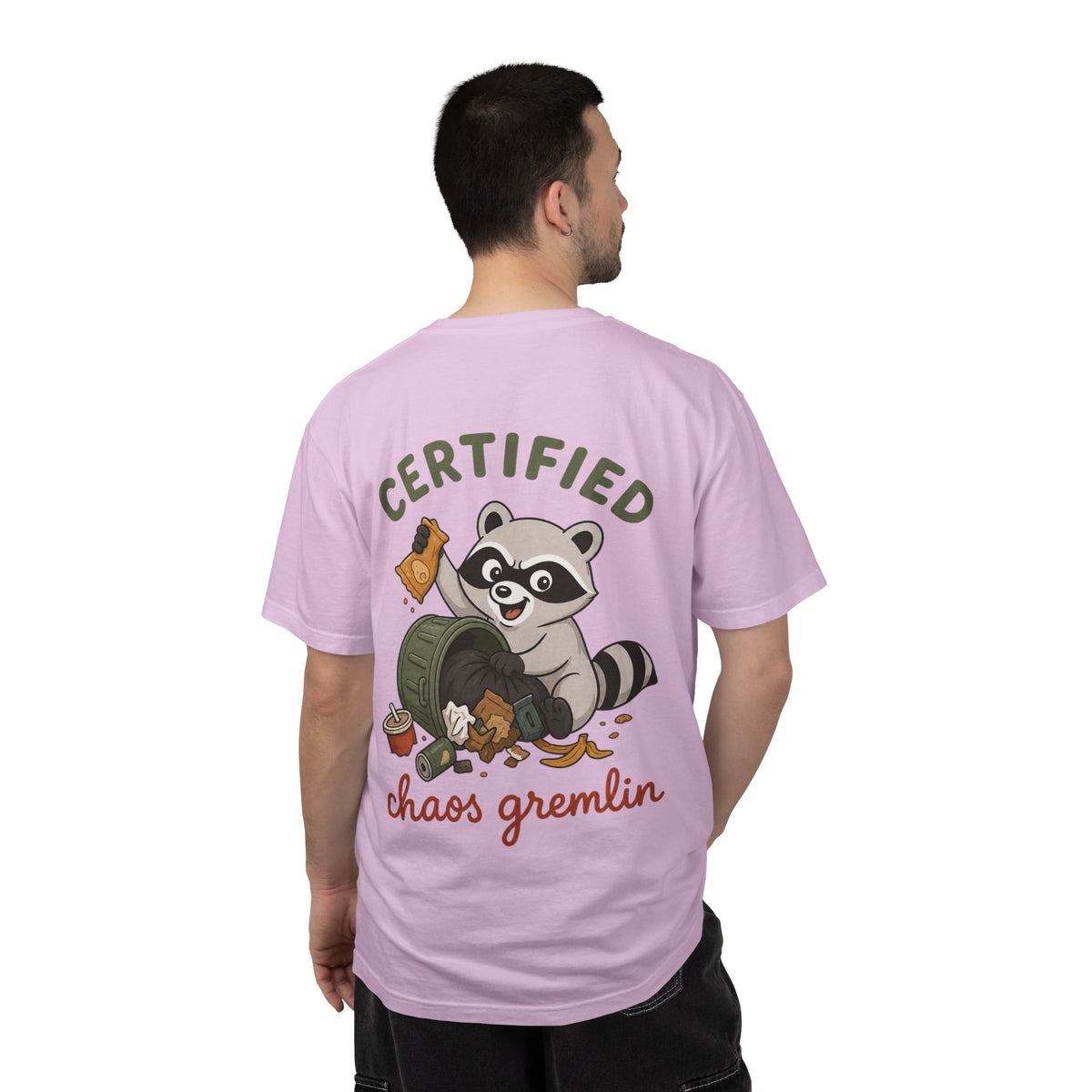 T-Shirt — "Certified Chaos Gremlin" Cute Raccoon Graphic Tee