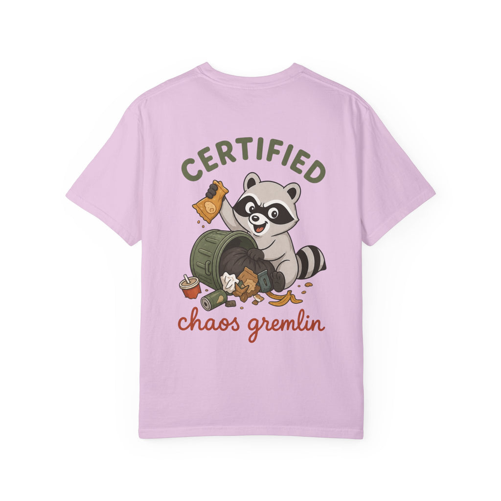 T-Shirt — "Certified Chaos Gremlin" Cute Raccoon Graphic Tee