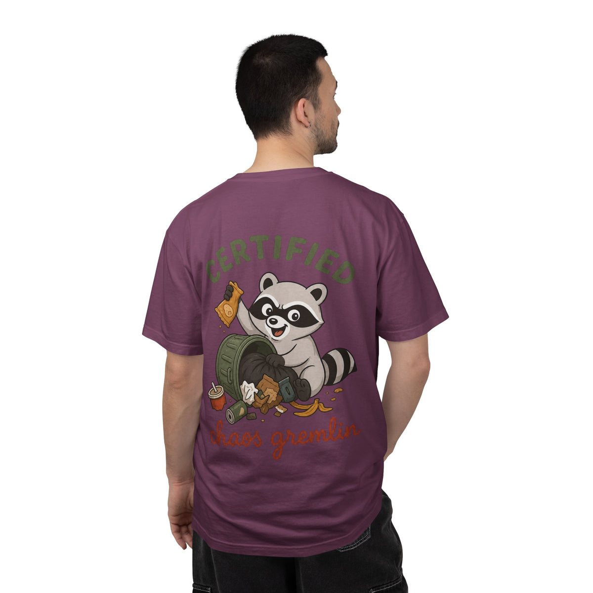 T-Shirt — "Certified Chaos Gremlin" Cute Raccoon Graphic Tee