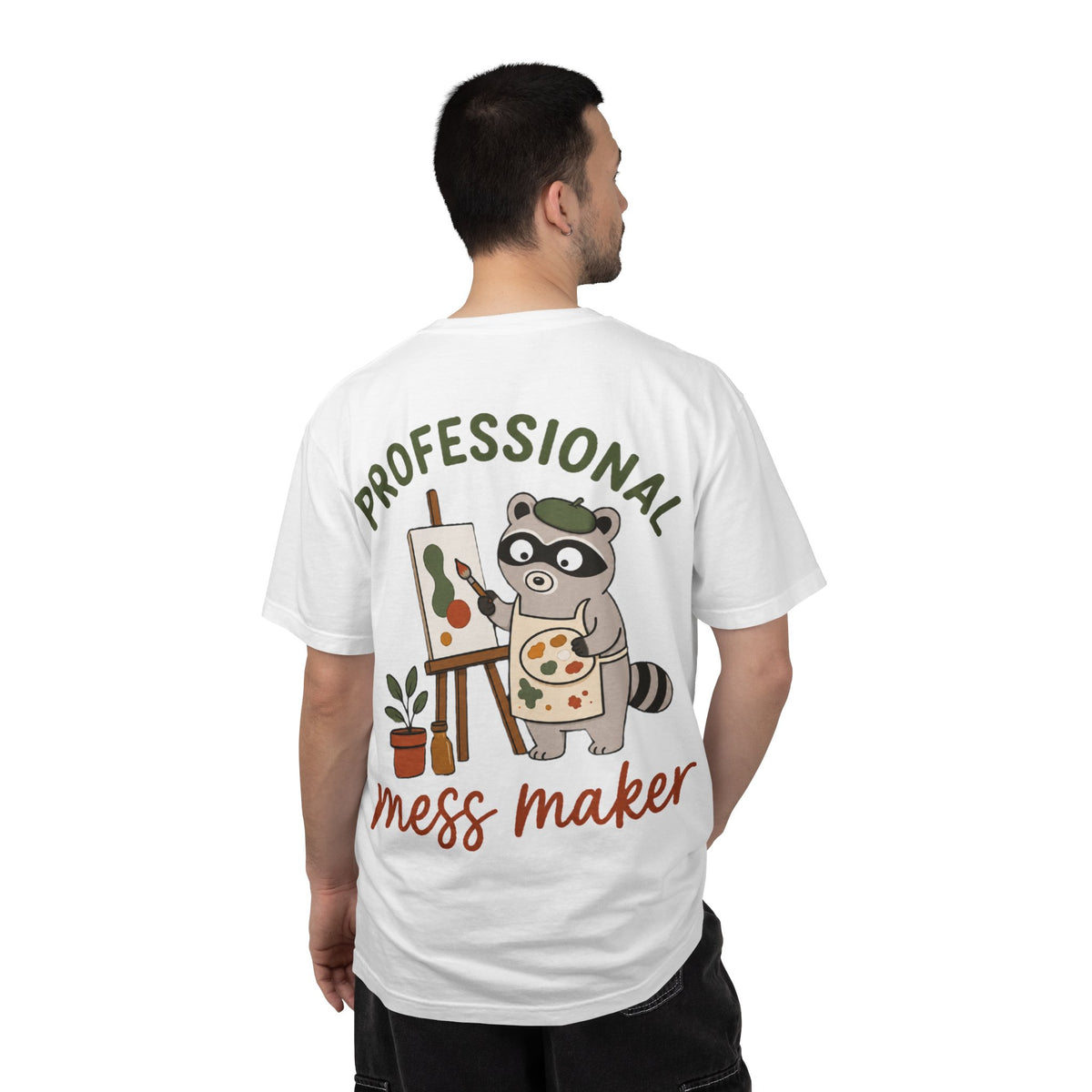 Professional Mess Maker T-Shirt — Cute Raccoon Artist Graphic Tee