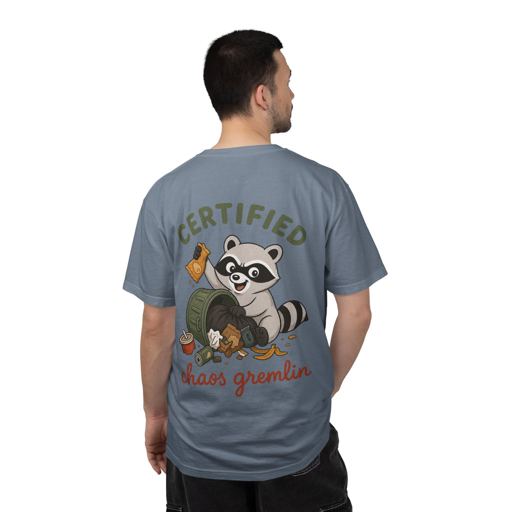 T-Shirt — "Certified Chaos Gremlin" Cute Raccoon Graphic Tee