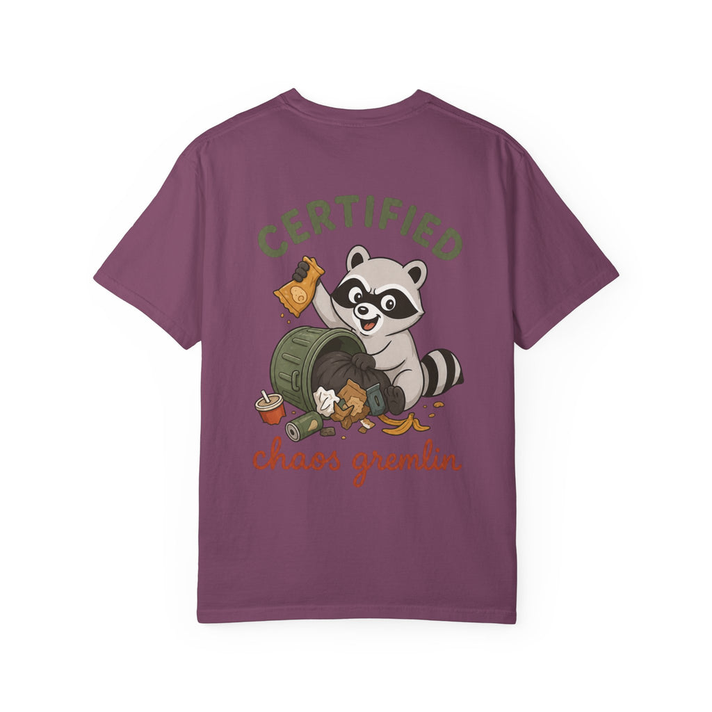 T-Shirt — "Certified Chaos Gremlin" Cute Raccoon Graphic Tee