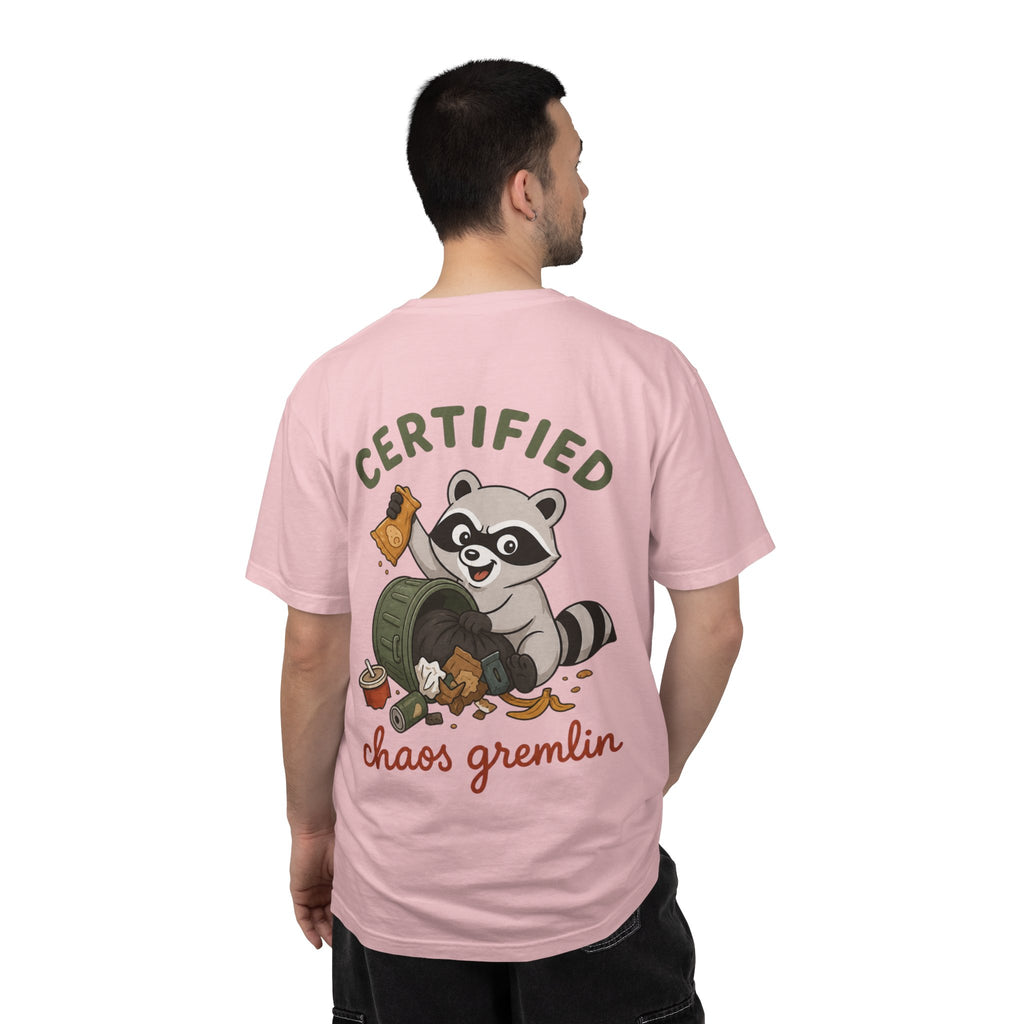 T-Shirt — "Certified Chaos Gremlin" Cute Raccoon Graphic Tee